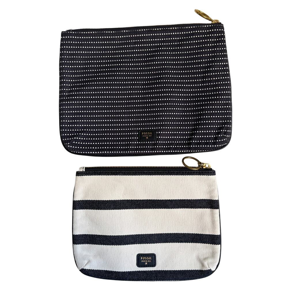 Fossil Canvas Pouch Set (Black & White Stripe)